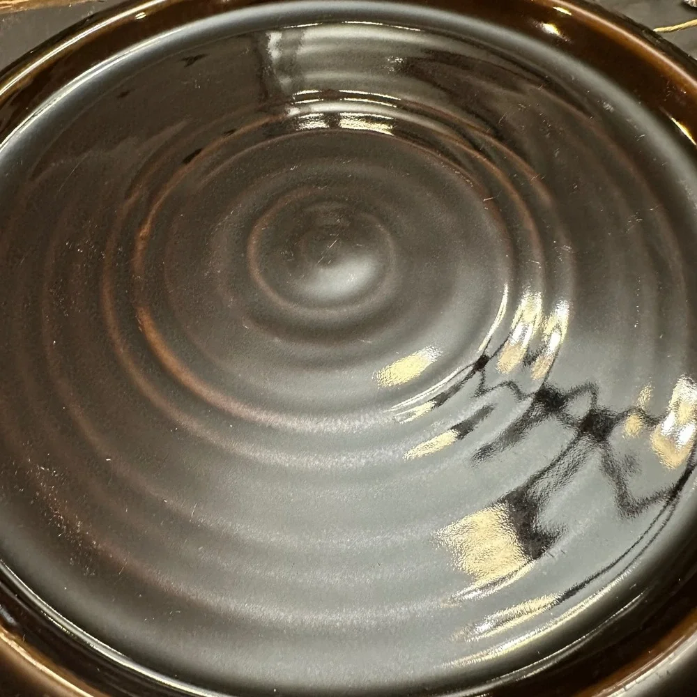 Pottery Barn ARTISAN Brown Ceramic 10.75 inch Round Dinner Serving Plate